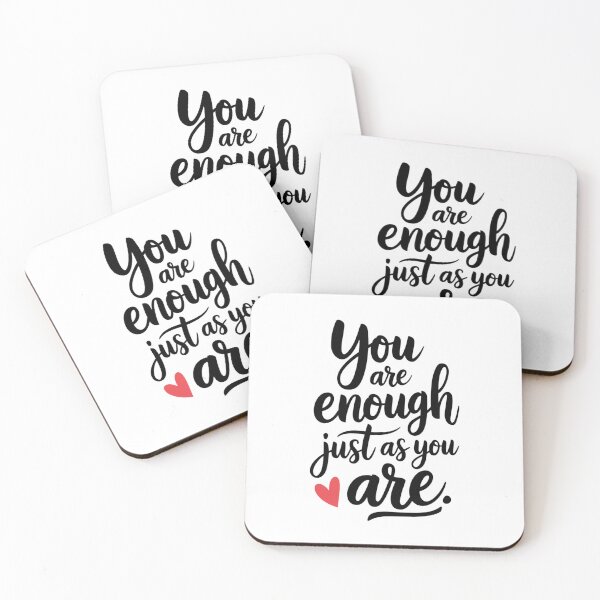Item preview, Inspirational saying written in handwriting with pink heart - ,,You are enough, just as you are." designed and sold by SaraSumi.