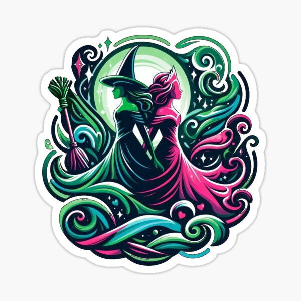 Aperçu de l'œuvre Elphaba et Glinda Wicked la comédie musicale créée et vendue par NerdiPop.