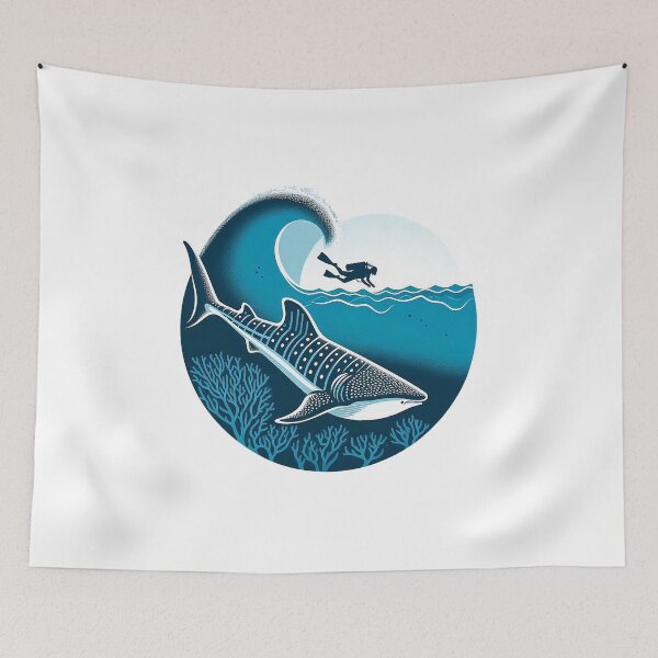 Item preview, a whale shark and a diver designed and sold by zzinthestore.