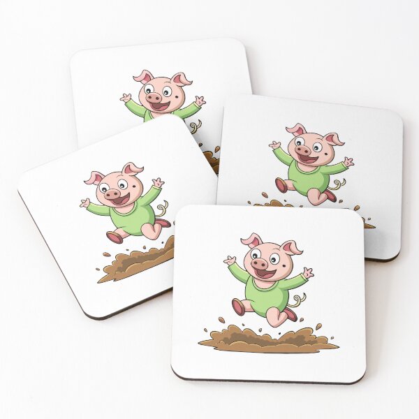 Item preview, Joyful Pig Frolicking in Mud - Whimsical Animal Art Print designed and sold by iwcus.