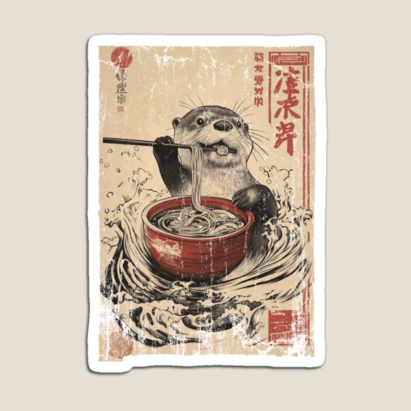 Aperçu de l'œuvre Loutre cool mangeant des ramen à la japonaise créée et vendue par Gaviani Desing Studio.