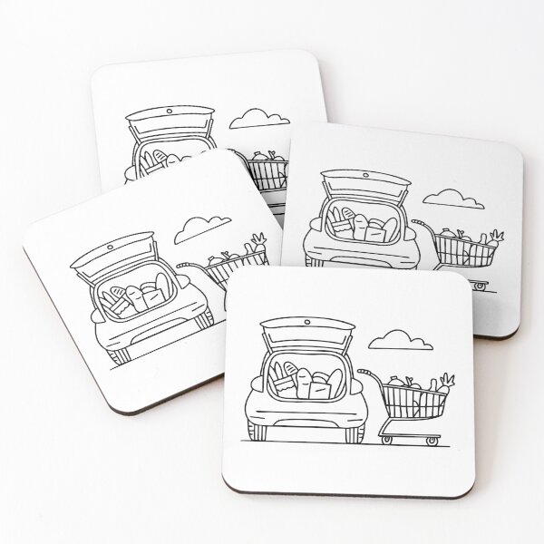 Item preview, A Shopping Cart Close to a Car Trunk Filled with Groceries designed and sold by rasagamastore.