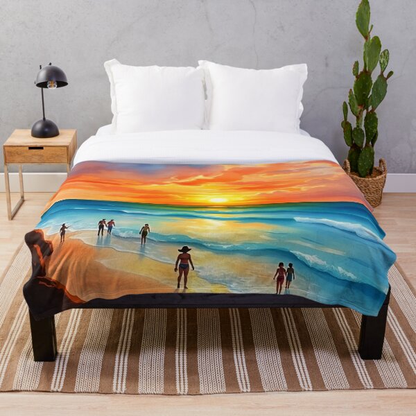 Artikelvorschau, Meeresbrise und feuriger Himmel, sonnenbeschienene Wellen im tropischen Paradies, goldene Sommerstimmung, ruhiger, entspannender Strand, Kunstdruck entworfen und verkauft von Kintsugi99.
