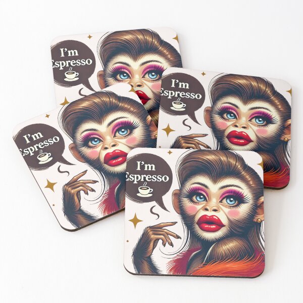 Item preview, Glam Monkey Espresso Lover Pop Art designed and sold by Pimfonult.
