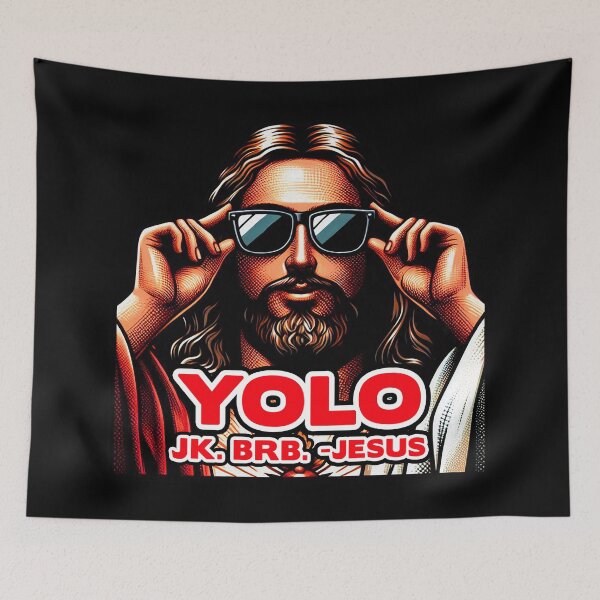 Item preview, YOLO JK BRB Jesus designed and sold by plushism.