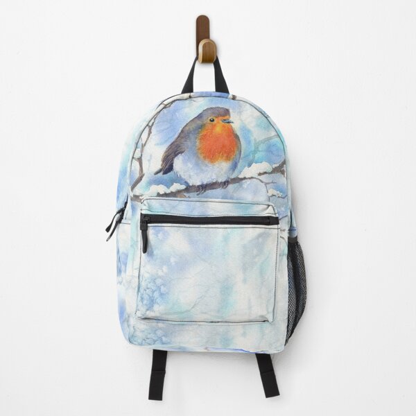 Item preview, Robin in a winter landscape hand-painted watercolor painting designed and sold by KarenKaspar.