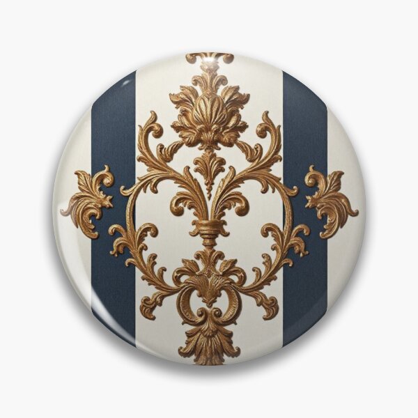 Item preview, Alabaster & Blue Striped Gold Damask designed and sold by DesignsByPrnces.