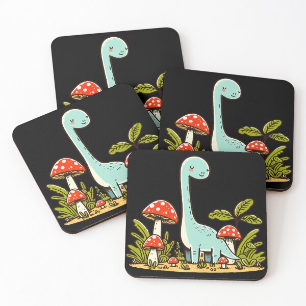 Item preview, Kawaii Simple Dinosaur In Mushroom Garden designed and sold by TomFrontierArt.