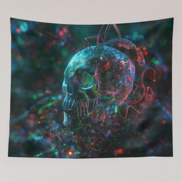 Item preview, Bioluminescent Skull Fusion – Technology Meets Nature designed and sold by Zagdan.