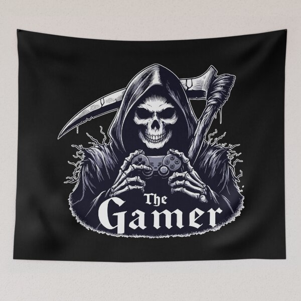 Item preview, Skeleton Gamer Goth Grim Reaper designed and sold by TomFrontierArt.