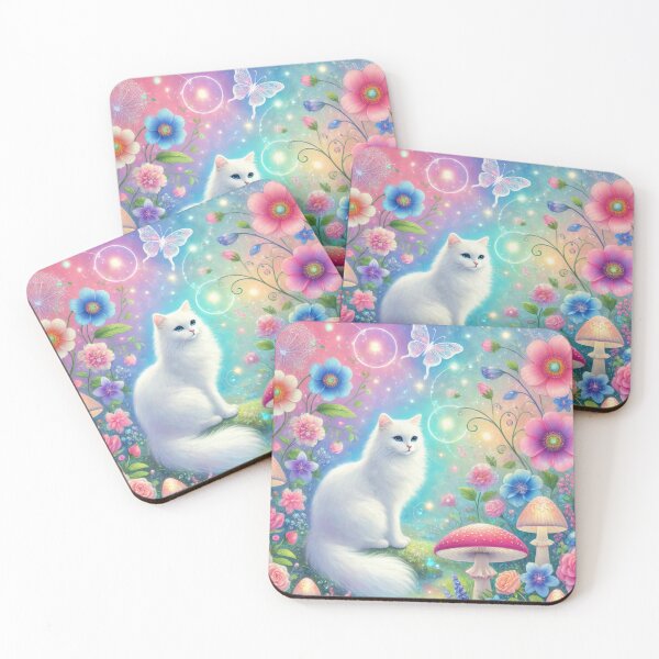 Item preview, White Mystical Cat In Magical World designed and sold by Dream Bloom Gallery.