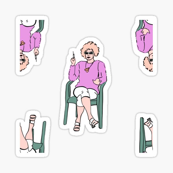 Item preview, Kath with a ciggie on a lawn chair print hand drawn designed and sold by itsamirror.
