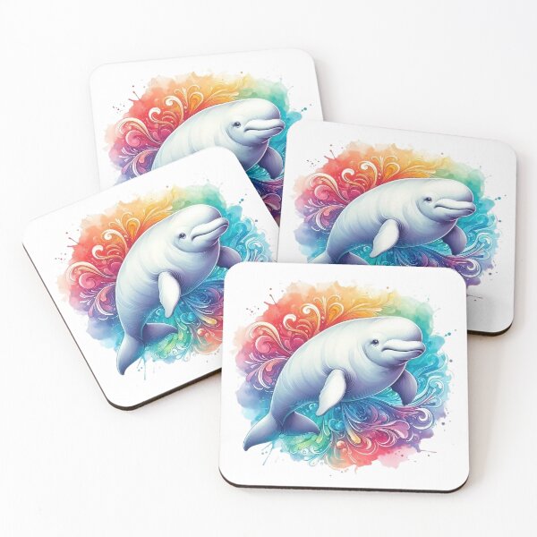 Item preview, A beautiful beluga with several small colorful waves in the background designed and sold by Marcoshop10.