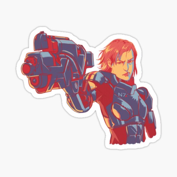 Vista previa del artículo con la obra «Mass Effect - Comandante FemShep», diseñado y vendido por margamarart-.