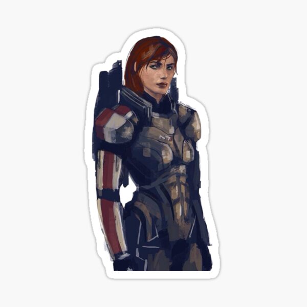 Vista previa del artículo con la obra «Mass Effect - Comandante FemShep», diseñado y vendido por margamarart-.