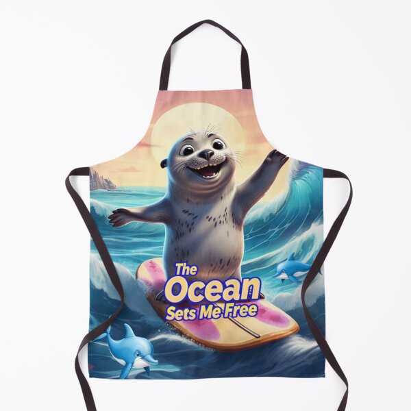 Item preview, The Ocean Sets Me Free - Surfing Seal Design designed and sold by AleksKos.