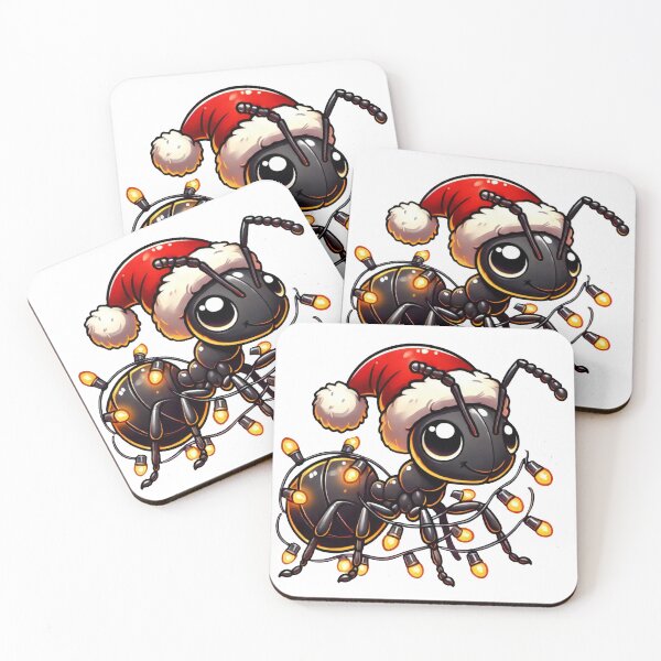 Item preview, Holiday Ant in Santa Hat with Festive Lights designed and sold by AIARTIST1.