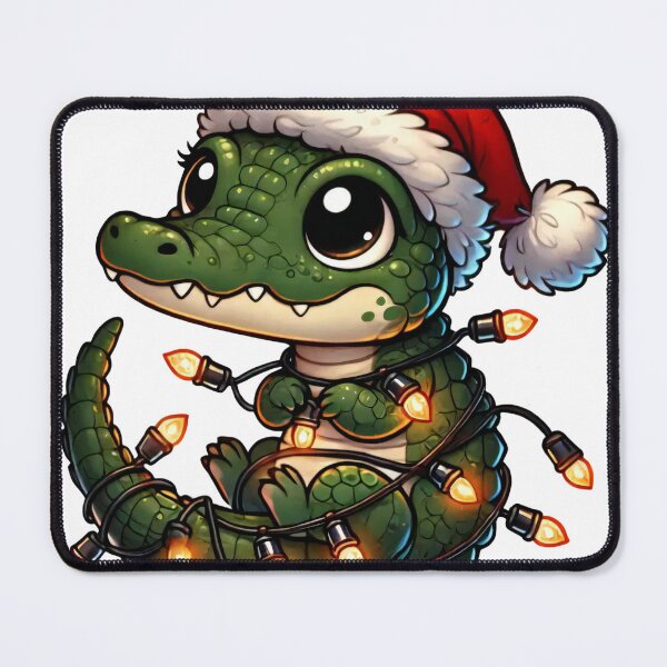 Item preview, Cute Christmas Alligator Wrapped in Festive Holiday Lights designed and sold by AIARTIST1.