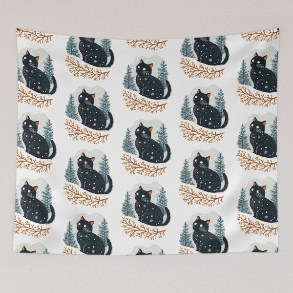 Item preview, Black cat cozy winter snow designed and sold by Anbe_design.
