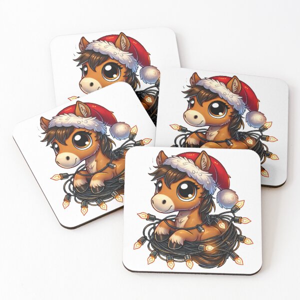 Item preview, Cute Christmas Pony in Santa Hat and Festive Lights designed and sold by AIARTIST1.