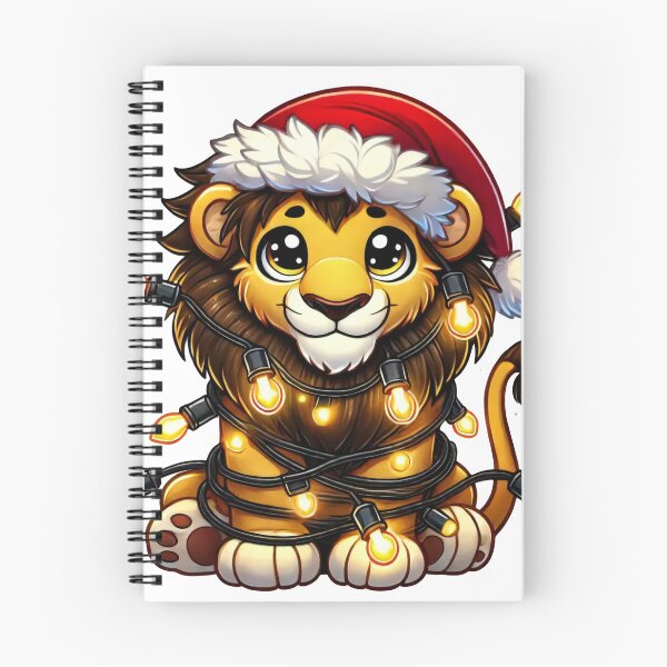Item preview, Christmas Lion with Santa Hat and Tangled Holiday Lights designed and sold by AIARTIST1.
