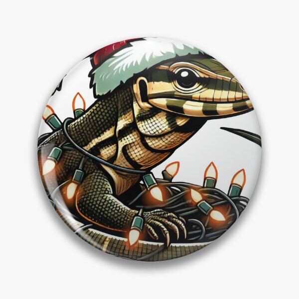 Artikelvorschau, Festlicher Waran mit Weihnachtsmütze und Weihnachtsbeleuchtung entworfen und verkauft von AIARTIST1.