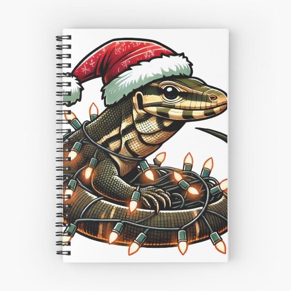 Item preview, Festive Monitor Lizard with Santa Hat and Holiday Lights designed and sold by AIARTIST1.