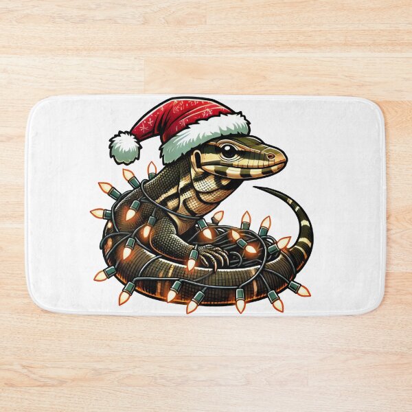 Item preview, Festive Monitor Lizard with Santa Hat and Holiday Lights designed and sold by AIARTIST1.