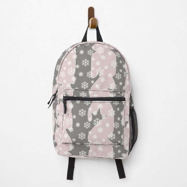Item preview, Winter, snowy forest in Scandinavian style/pastel pink background and gray trees designed and sold by My-fake-places.