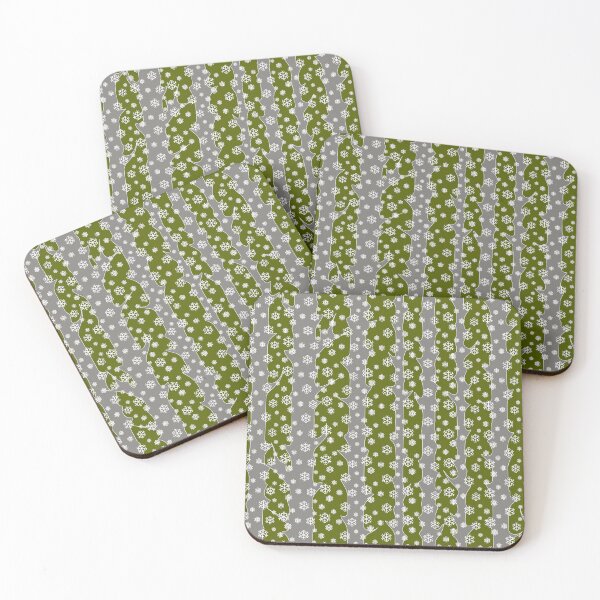 Item preview, Winter, snowy forest in Scandinavian style/dark rote green background and gray trees designed and sold by My-fake-places.