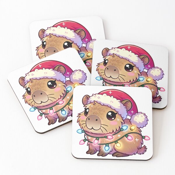 Item preview, Capybara Holiday Spirit with Santa Hat and Lights designed and sold by lubushop1.