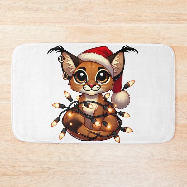 Artikelvorschau, Weihnachten Karakal Katze in Weihnachtsmütze entworfen und verkauft von AIARTIST1.
