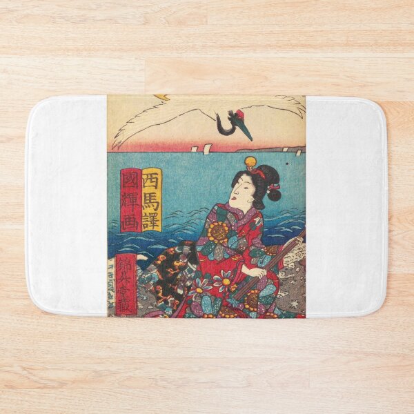 Item preview, Crane in Flight and a Woman's Elegance: Edo-Period Artwork (1851-1855) designed and sold by Kina-design.