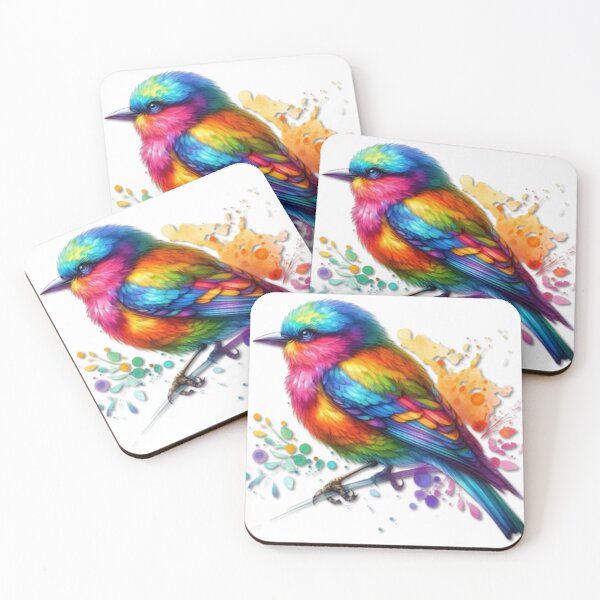 Item preview, Colorful Rainbow Bird: An inspiring watercolor artwork with vibrant colors and unique beauty designed and sold by FotoworldEdel.
