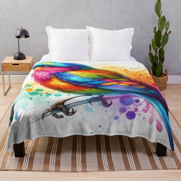 Item preview, Colorful Rainbow Bird: An inspiring watercolor artwork with vibrant colors and unique beauty designed and sold by FotoworldEdel.