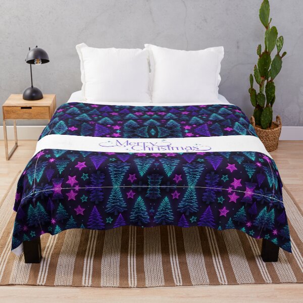 Item preview, Merry Christmas! Blue Christmas. Christmas tree pattern in blue, pink and purple designed and sold by FreeSoulLab.