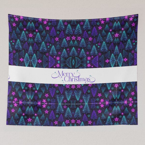 Item preview, Merry Christmas! Blue Christmas. Christmas tree pattern in blue, pink and purple designed and sold by FreeSoulLab.