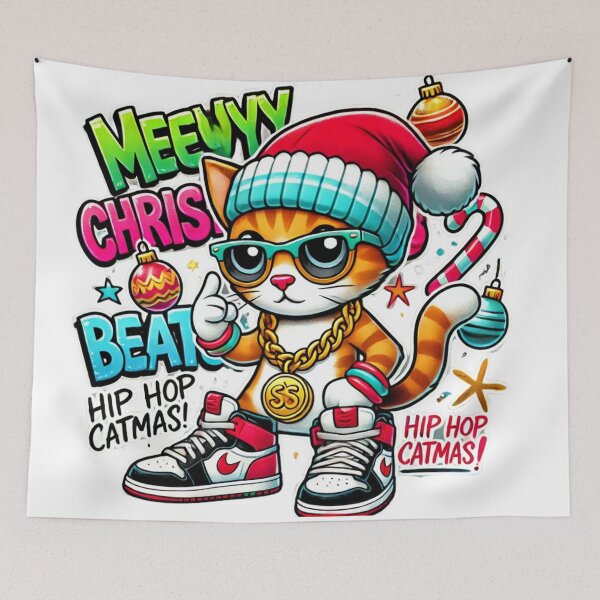 Item preview, Meowy Christmas- Hip Hop - Cat Art-T-Shirt Cat Art designed and sold by PixelMuse2024.