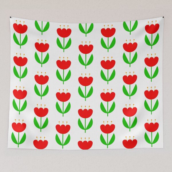 Item preview, Beautiful painted red tulip flower - folk embroidery pattern designed and sold by mikistudio.