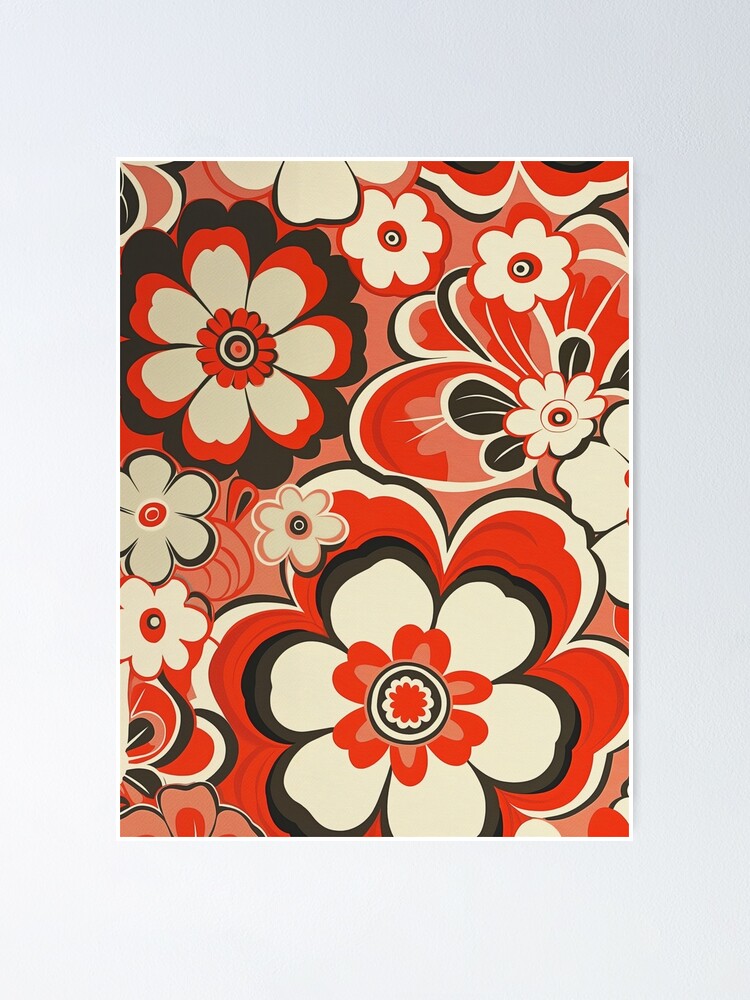 Thumbnail 1 of 3, Poster, Retro Flowers designed and sold by patternshoprad.