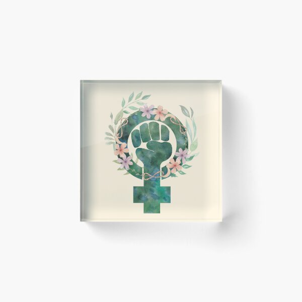 Item preview, Floral Radical Feminist Power Fist Venus Green Botanic Watercolor  designed and sold by XXRebellion.