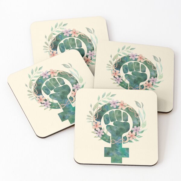 Item preview, Floral Radical Feminist Power Fist Venus Green Botanic Watercolor  designed and sold by XXRebellion.