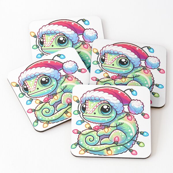 Item preview, Cute Festive Chameleon with Holiday Lights designed and sold by lubushop1.