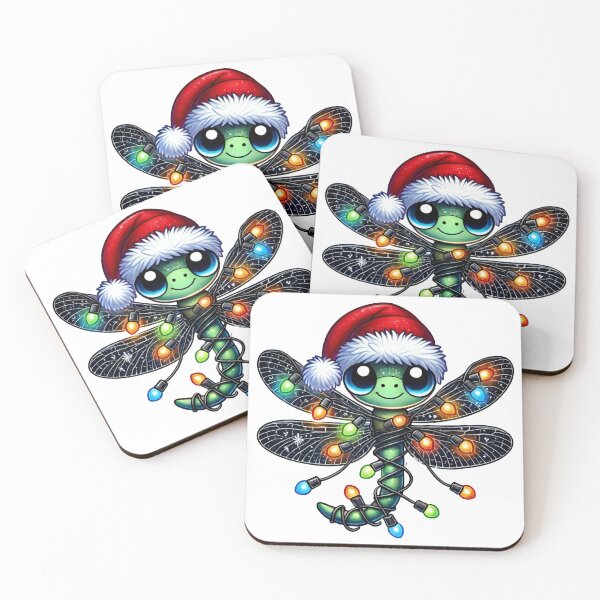 Item preview, Dragonfly with Christmas Lights and Santa Hat designed and sold by AIARTIST1.