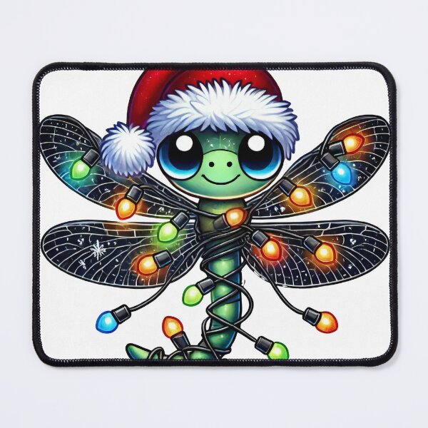 Item preview, Dragonfly with Christmas Lights and Santa Hat designed and sold by AIARTIST1.