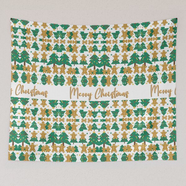 Item preview, Merry Christmas. Gingerbread Cookies and Christmas Trees Pattern designed and sold by FreeSoulLab.
