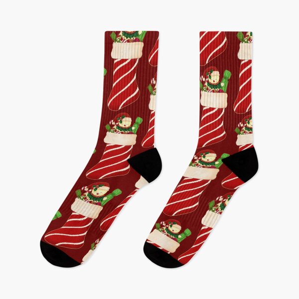 Item preview, Christmas sock (red with stripes) designed and sold by SkyLune.