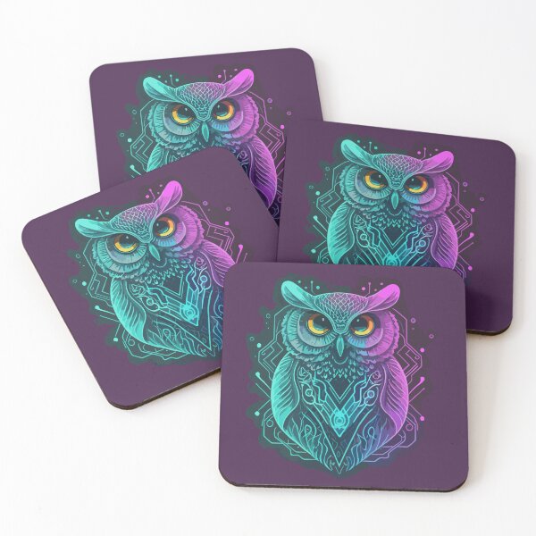 Item preview,  Modern Purple Fluorescent Owl Art for Owl Enthusiasts designed and sold by TrendZ Style.