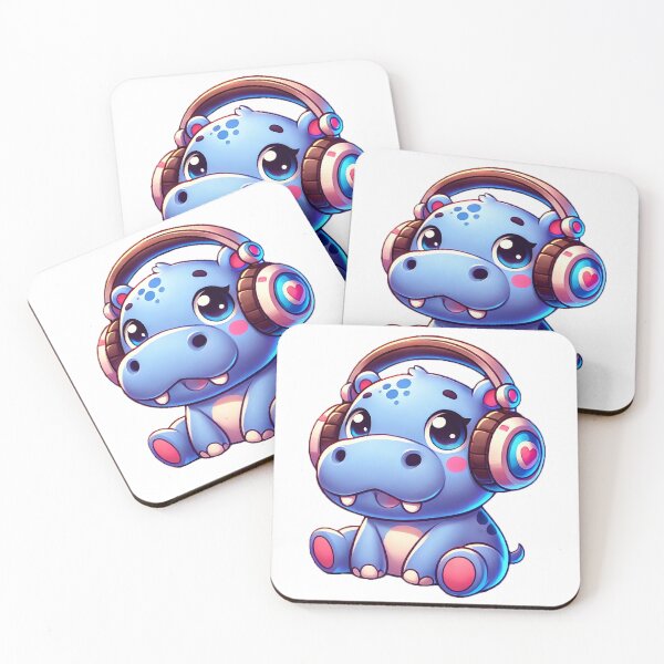 Item preview, Cute Hippo with Headphones Illustration designed and sold by Chokhdi289shop.