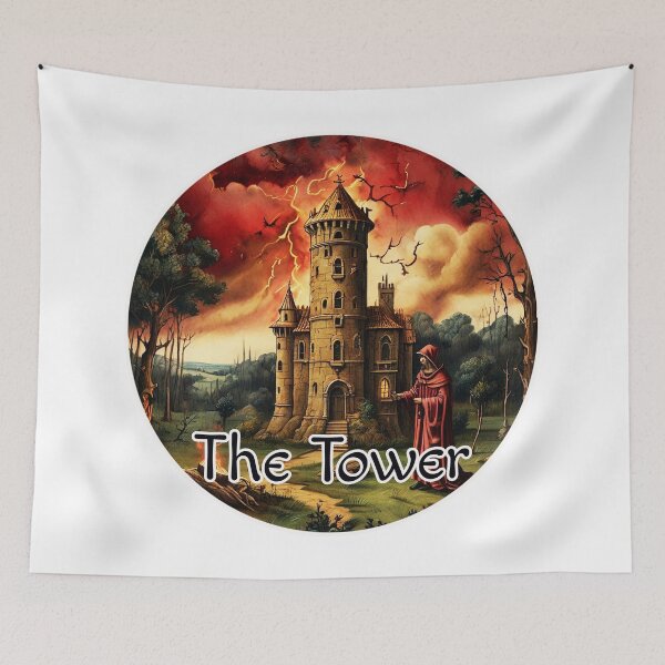 Item preview, Dark Ages Major Arcana Tarot Cards - The Tower Engulfed by Flames Card designed and sold by Pixel Waite.